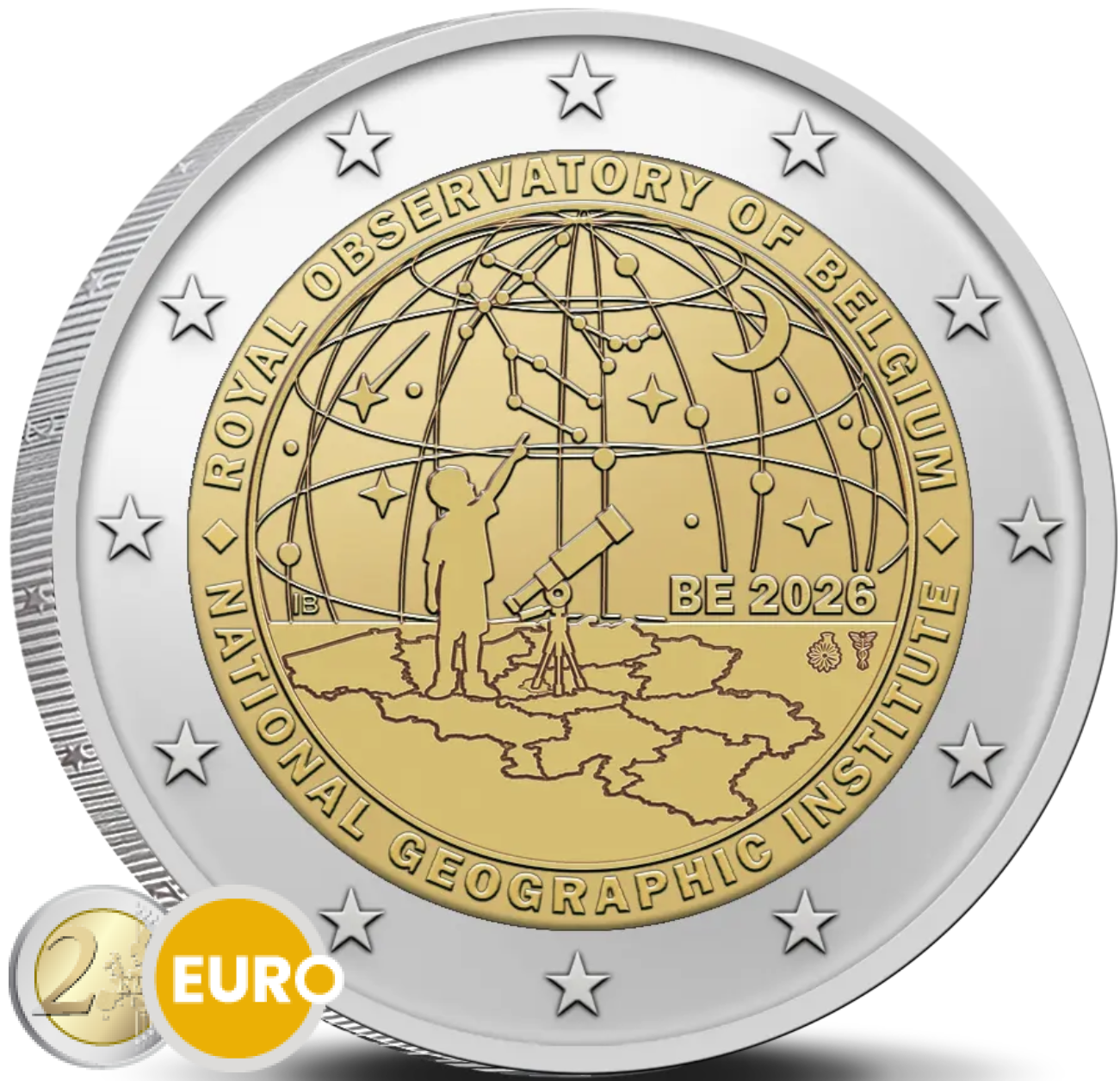 2 euros Bélgica 2026 - Instituto Geográfico Nacional y Observatorio Real UNC