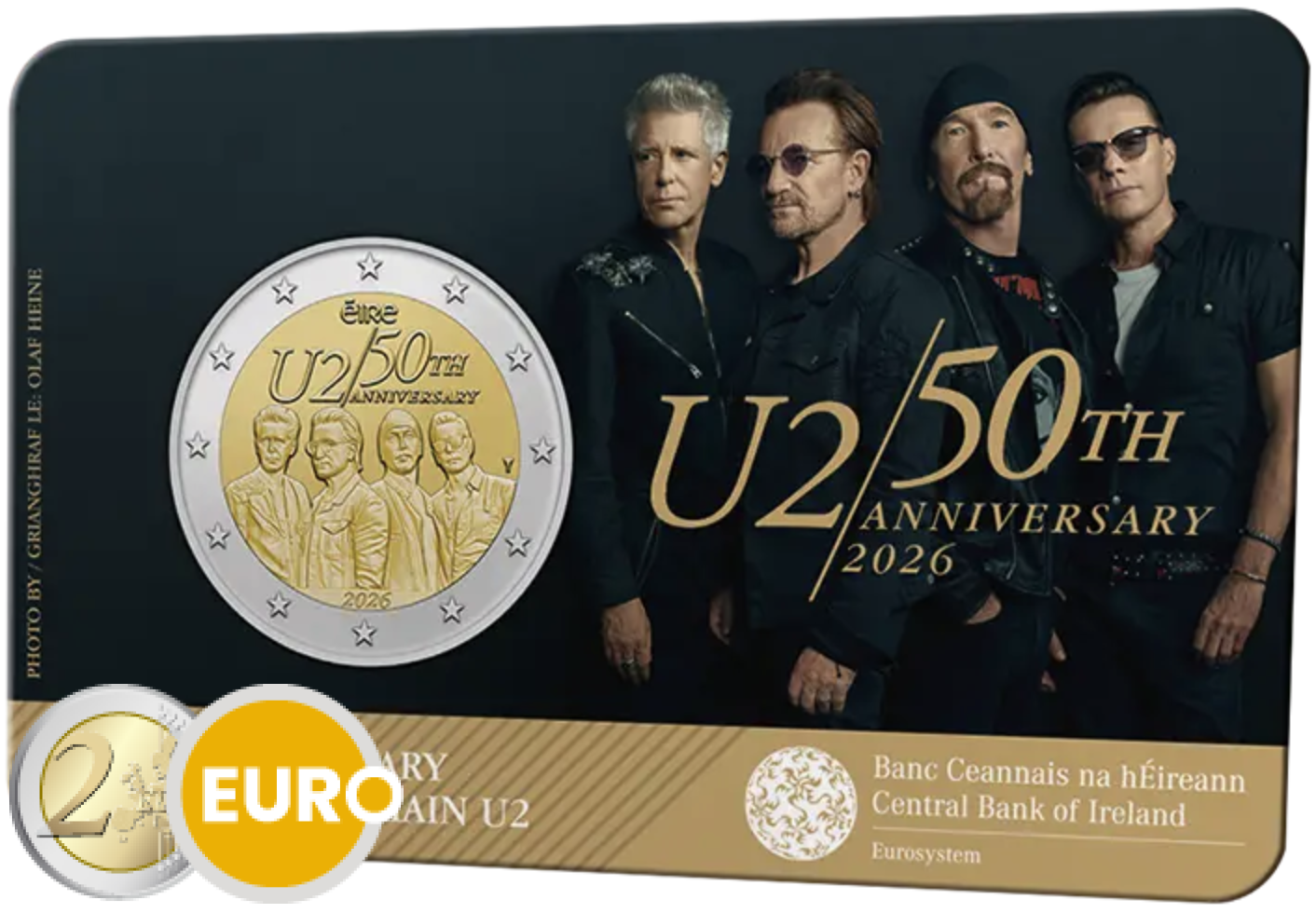 2 euros Irlanda 2026 - 50 años U2 BU FDC Coincard